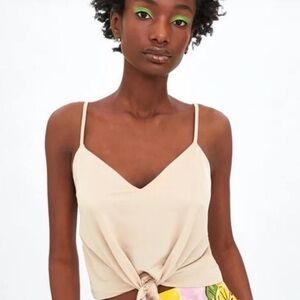 Zara Cream Tie-Front Top